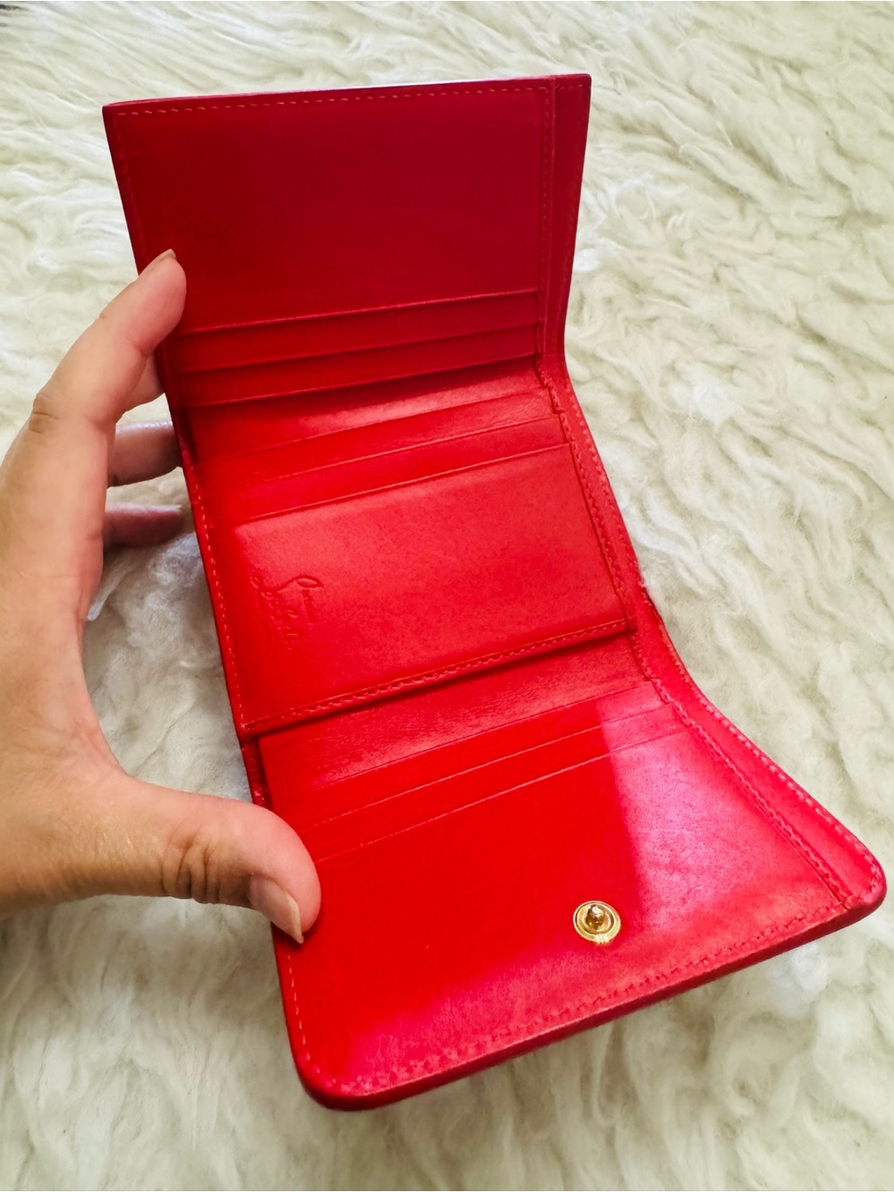 Christian Louboutin Leopard Print Studded Wallet with Red Trim - Picture 3 of 15